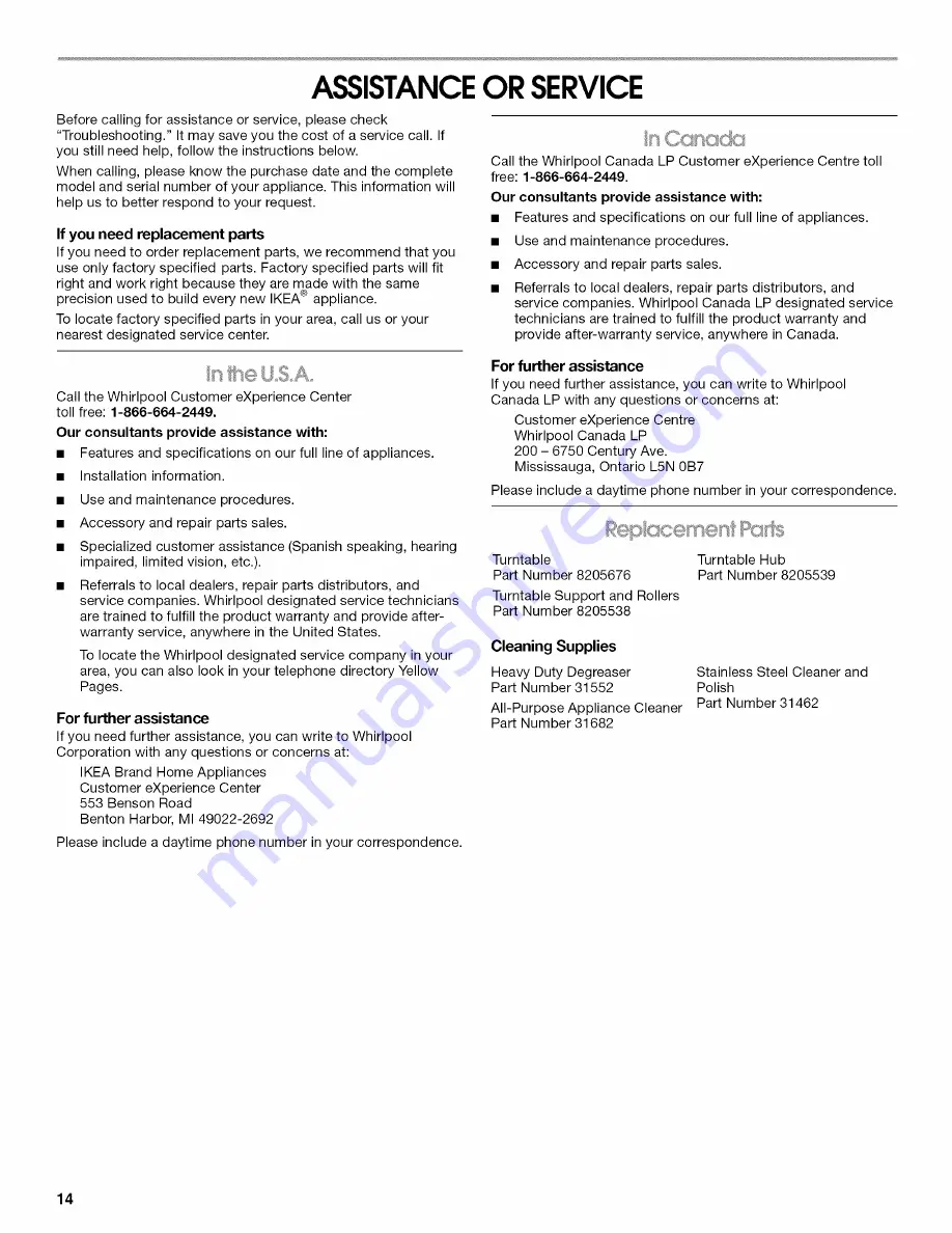 IKEA IBMS1456 Use And Care Manual Download Page 14