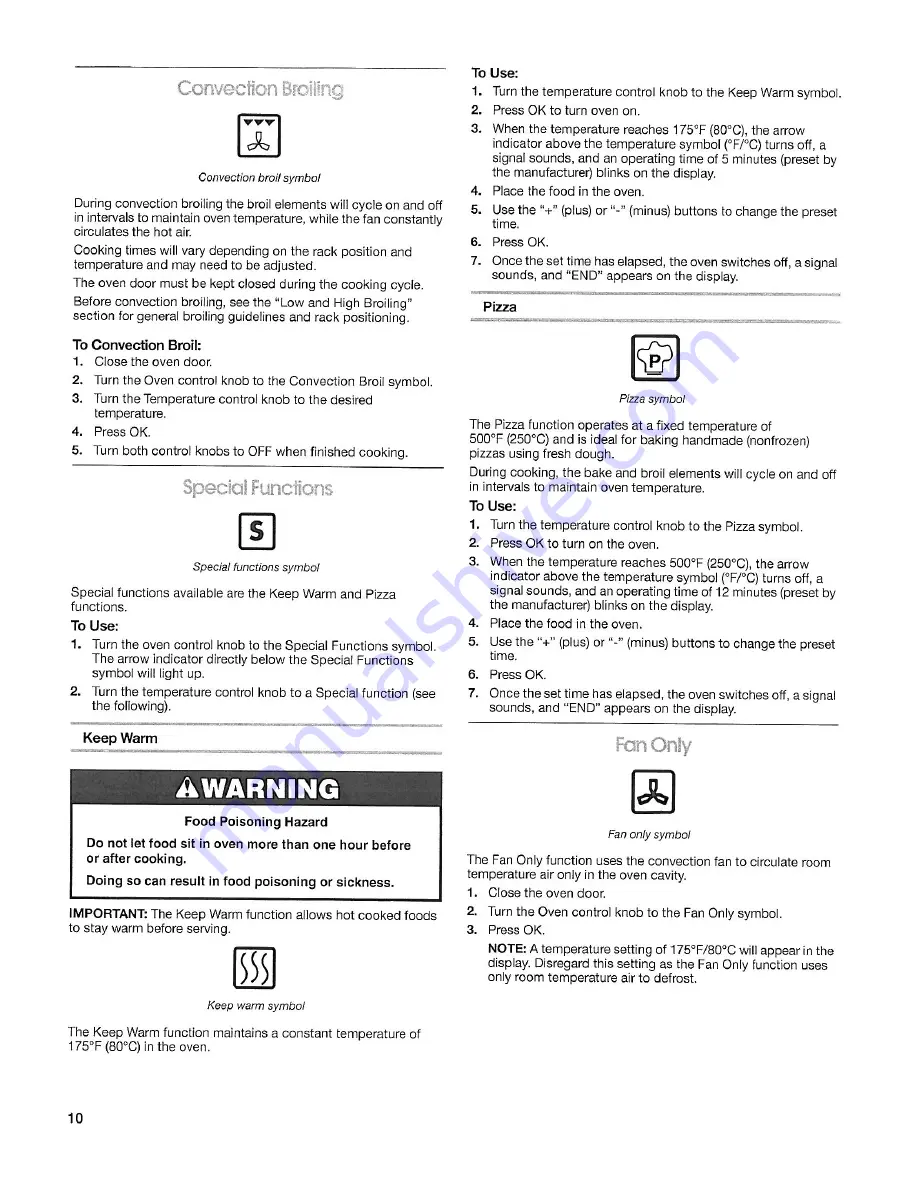 IKEA Standard cleaning built-in electric convection oven Use & Care Manual Download Page 10