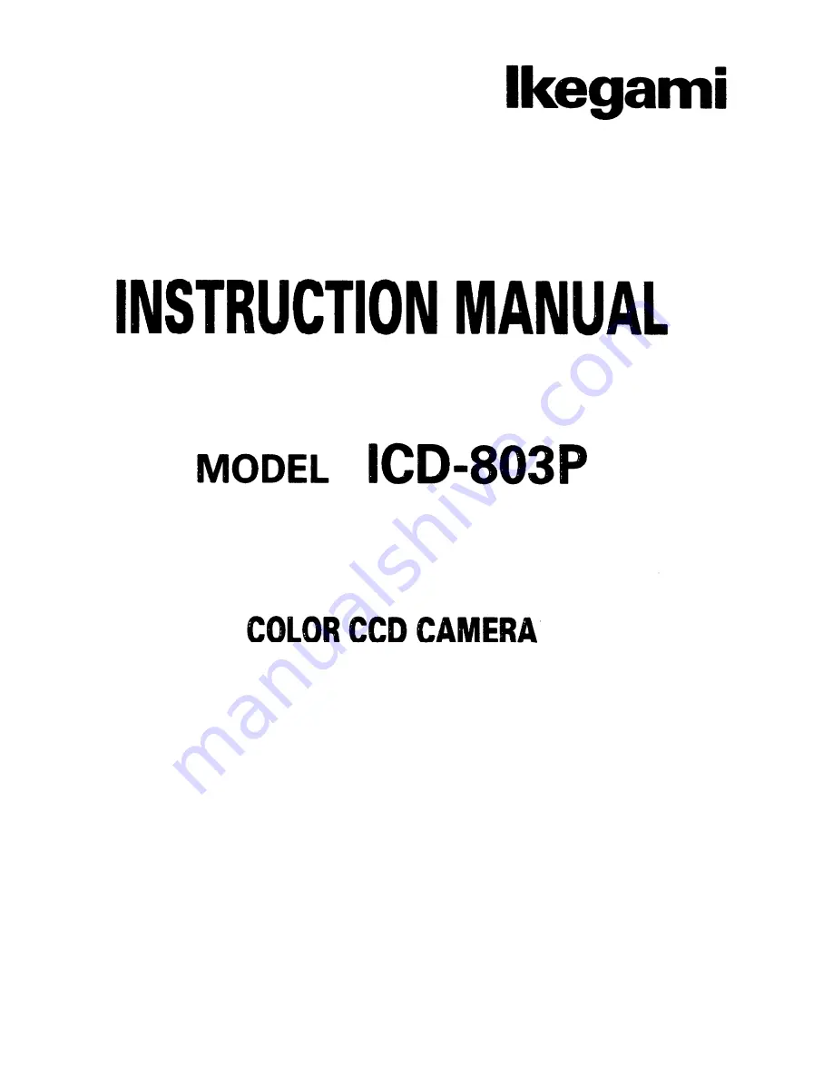 Ikegami ICD-803P Instruction Manual Download Page 1