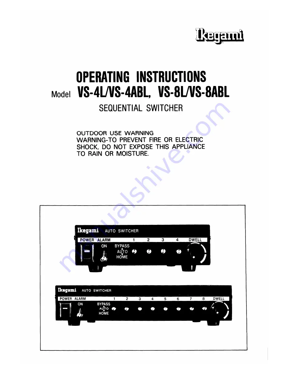 Ikegami VS-4ABL Operating Instructions Manual Download Page 1