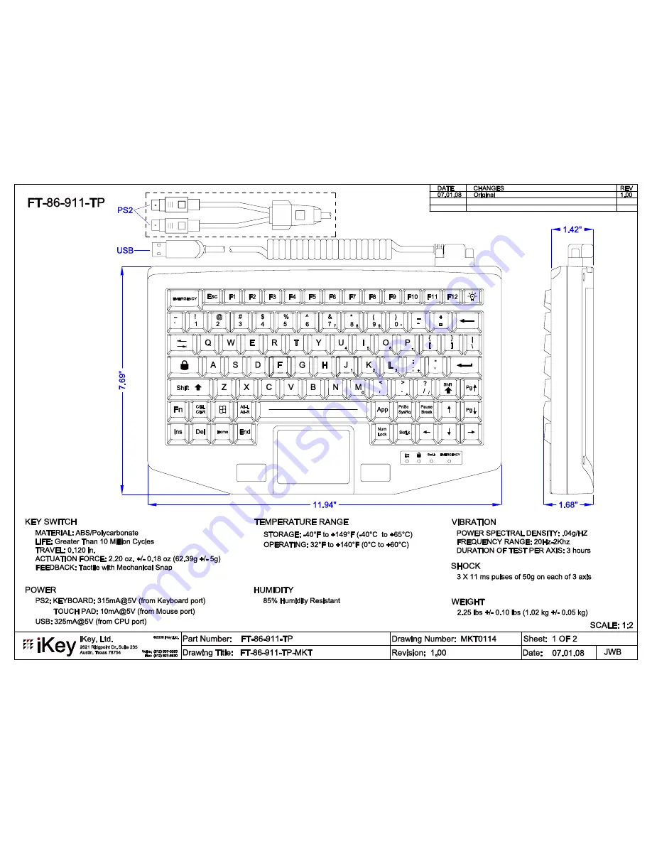 iKey FT-86-911 Specifications Download Page 1