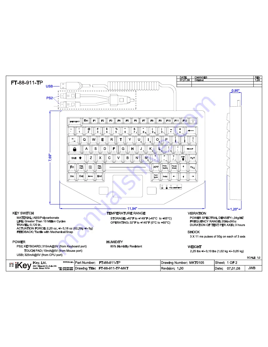 iKey FT-88-911 Specifications Download Page 1