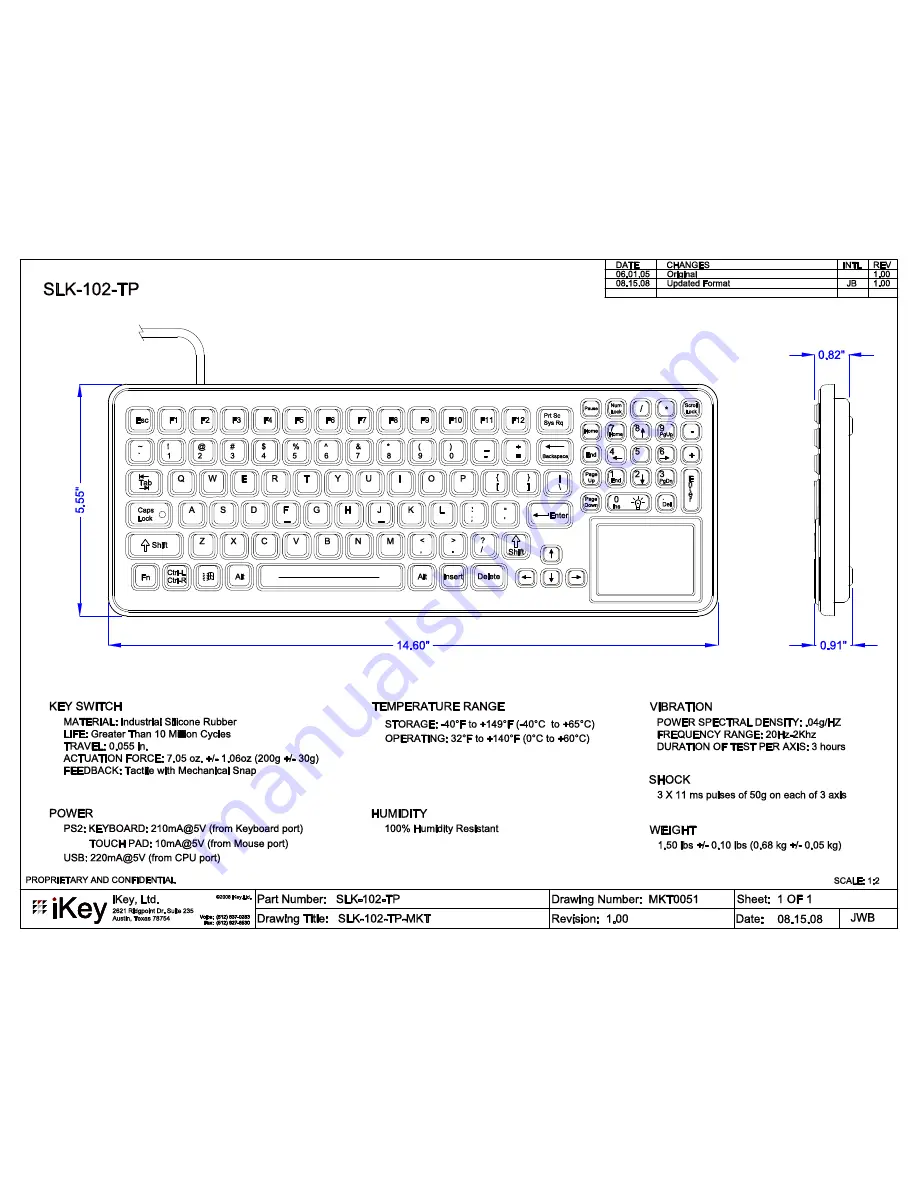 iKey SLK-102-TP Features & Dimensions Download Page 1