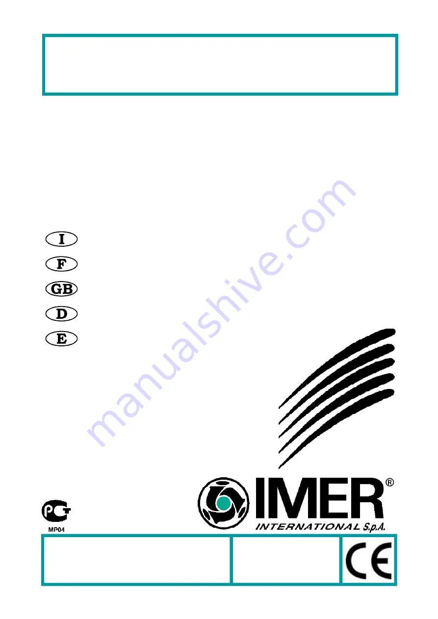 IMER 1105650 Operating, Maintenance, Spare Parts Manual Download Page 1