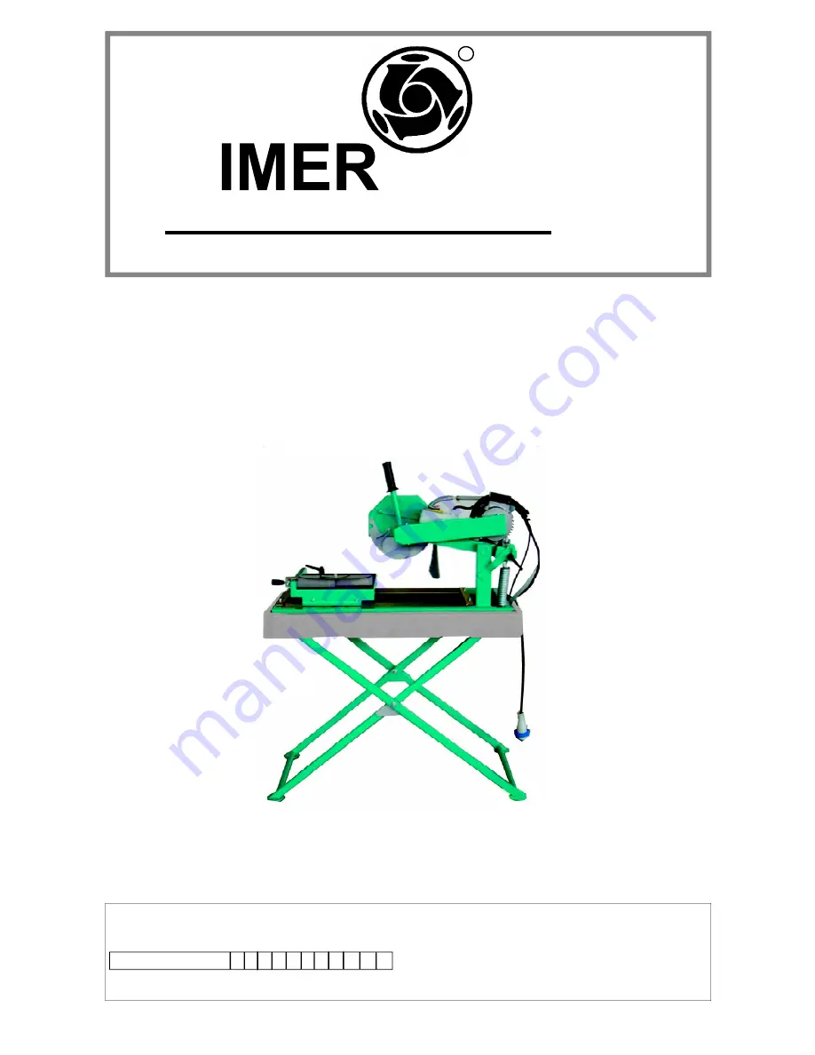 IMER 1188616 Manual Instruction And Parts List Download Page 1