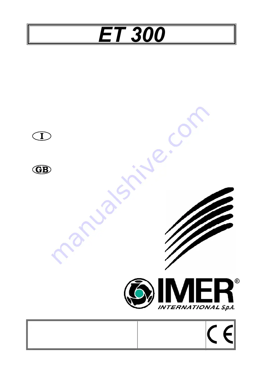 IMER ET 300 Operating, Maintenance, Spare Parts Manual Download Page 1