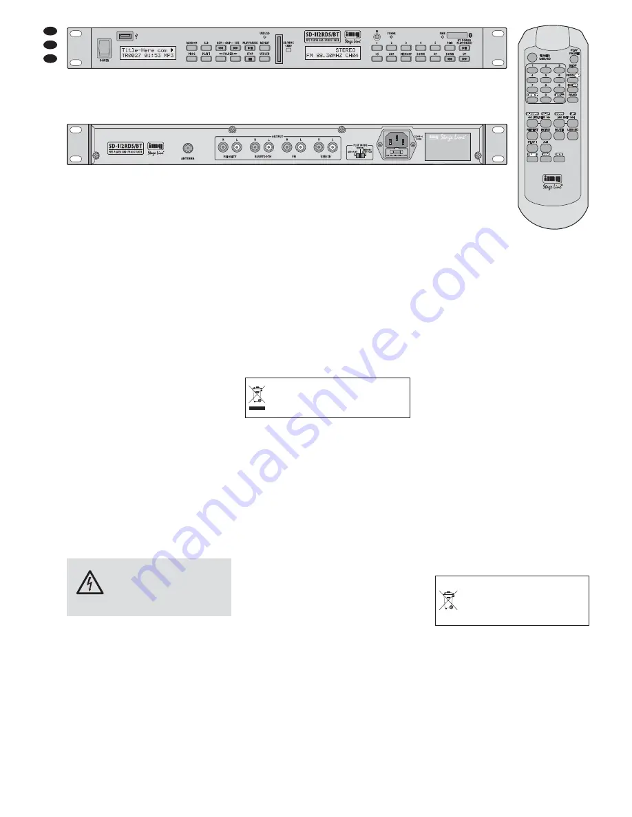 IMG STAGE LINE SD-112RDS/BT Instruction Manual Download Page 4