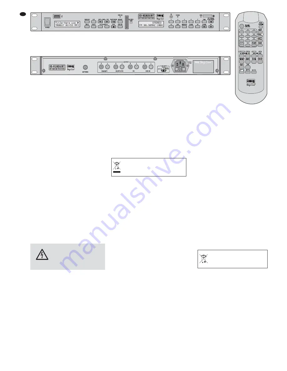 IMG STAGE LINE SD-112RDS/BT Instruction Manual Download Page 20