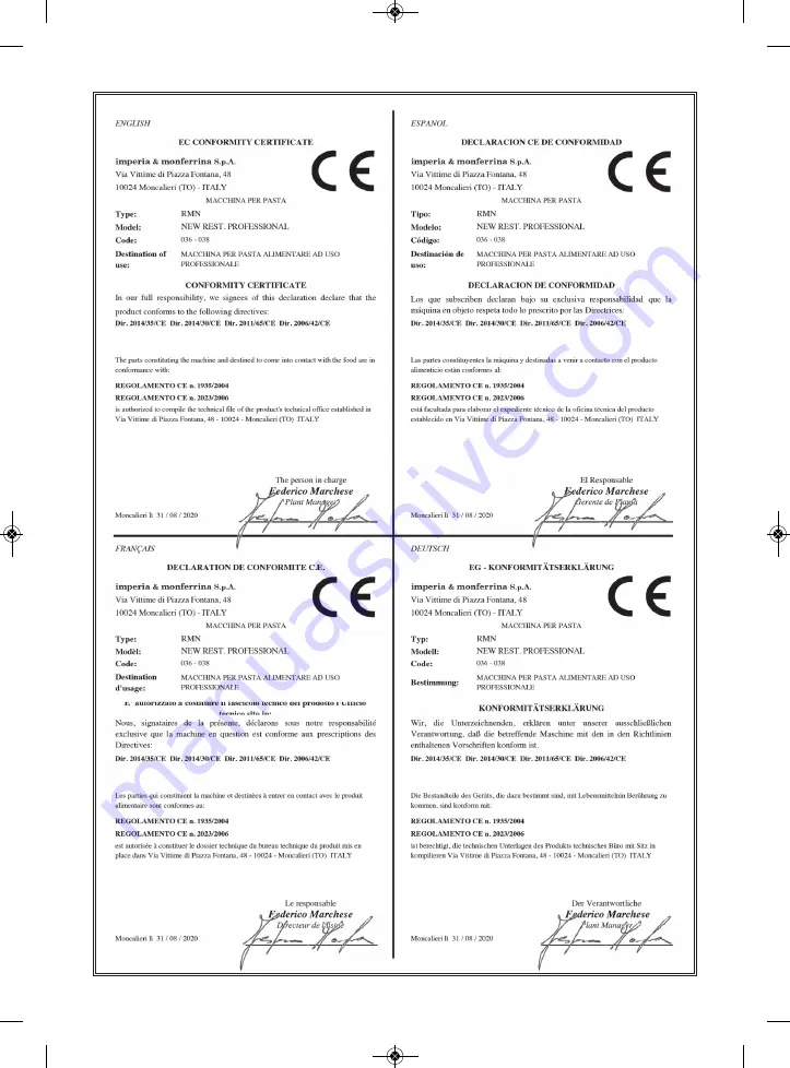 Imperia Restaurant RMN220 Скачать руководство пользователя страница 26