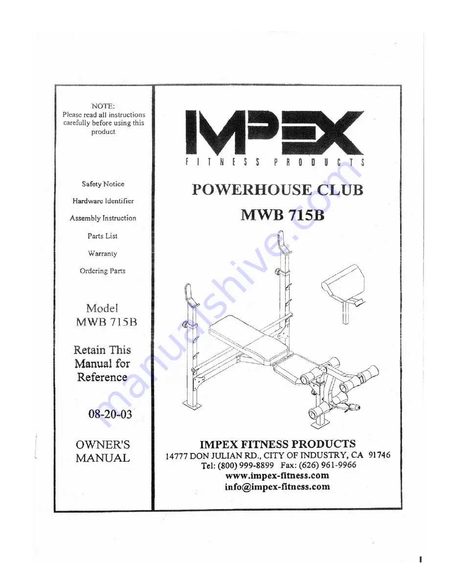 Impex MWB 715B Manual Download Page 1