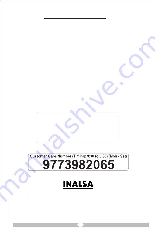 Inalsa Micro WD10 Instruction Manual And Warranty Card Download Page 12