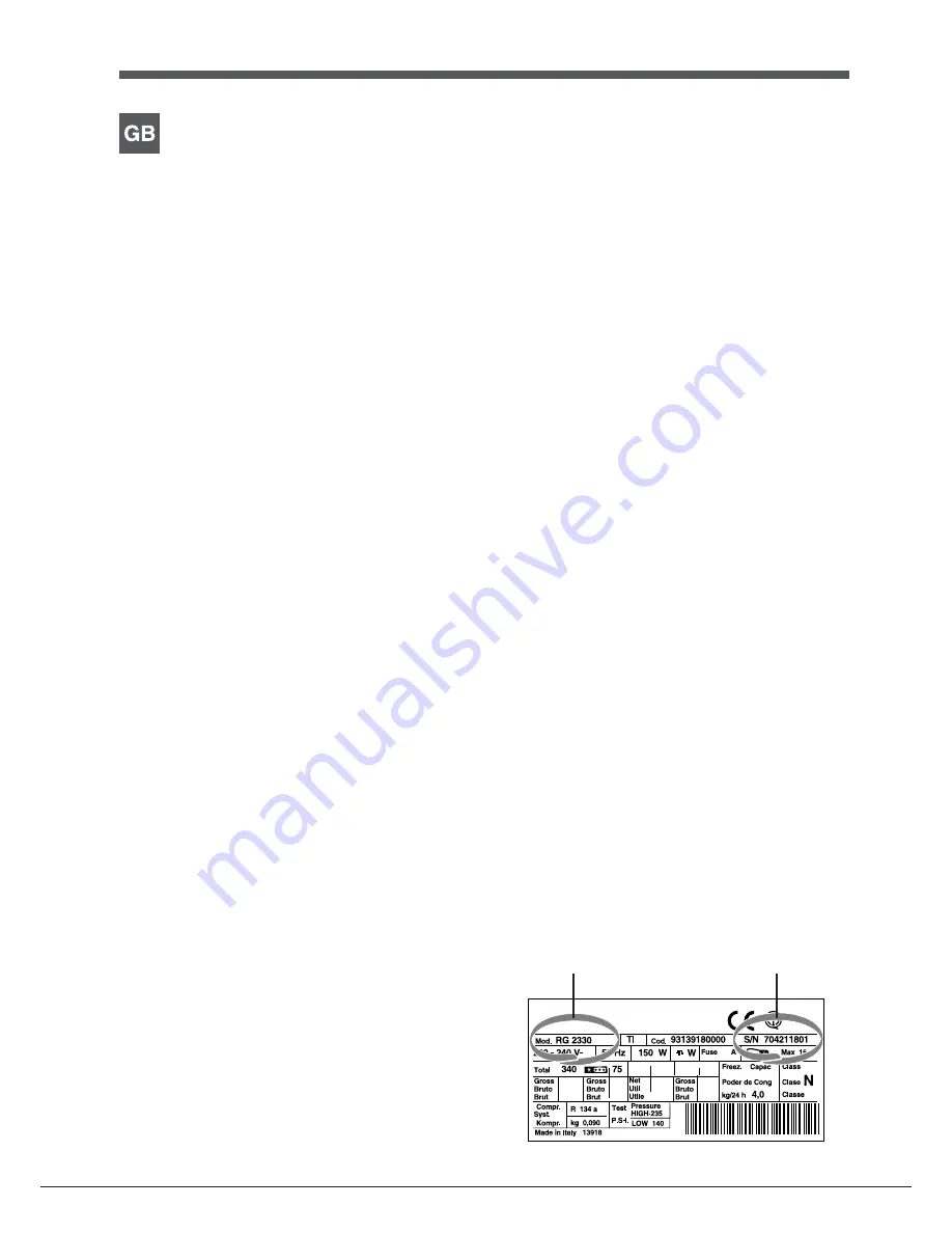 Indesit BAAN 40 FNF SWD Operating Instructions Manual Download Page 2