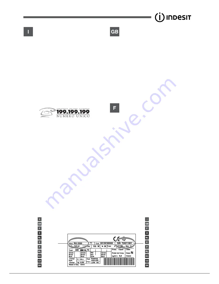 Indesit BIAA 23 V xx Y Operating Instructions Manual Download Page 3