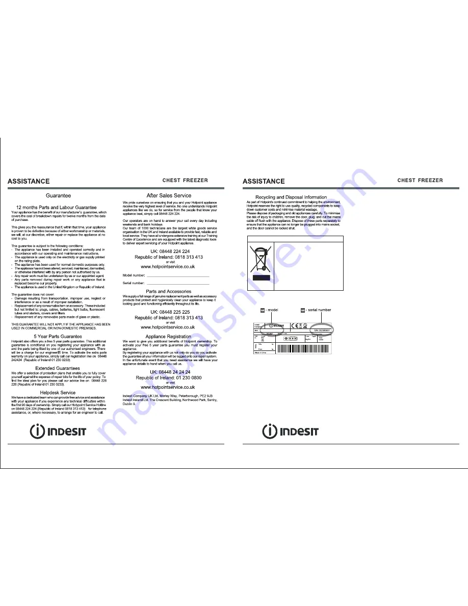 Indesit OF 1A 100 UK Скачать руководство пользователя страница 7