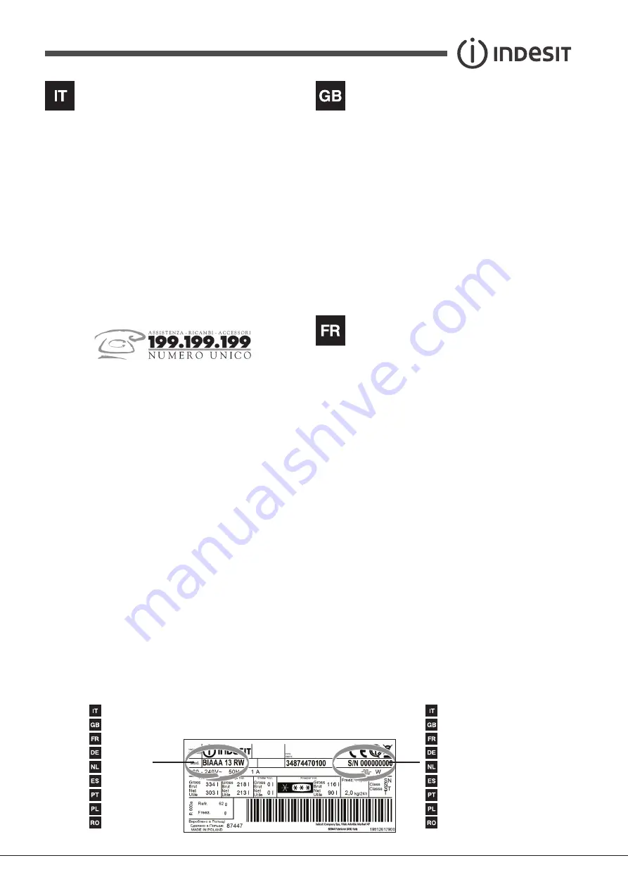 Indesit XI9 Series Operating Instructions Manual Download Page 3