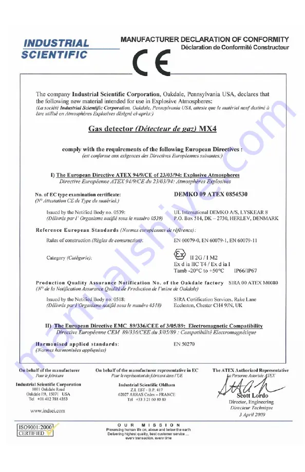 Industrial Scientific MX4 iQuad Manual Download Page 43