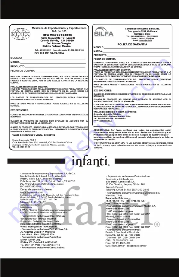 Infanti JBP703 Instruction Sheet Download Page 16