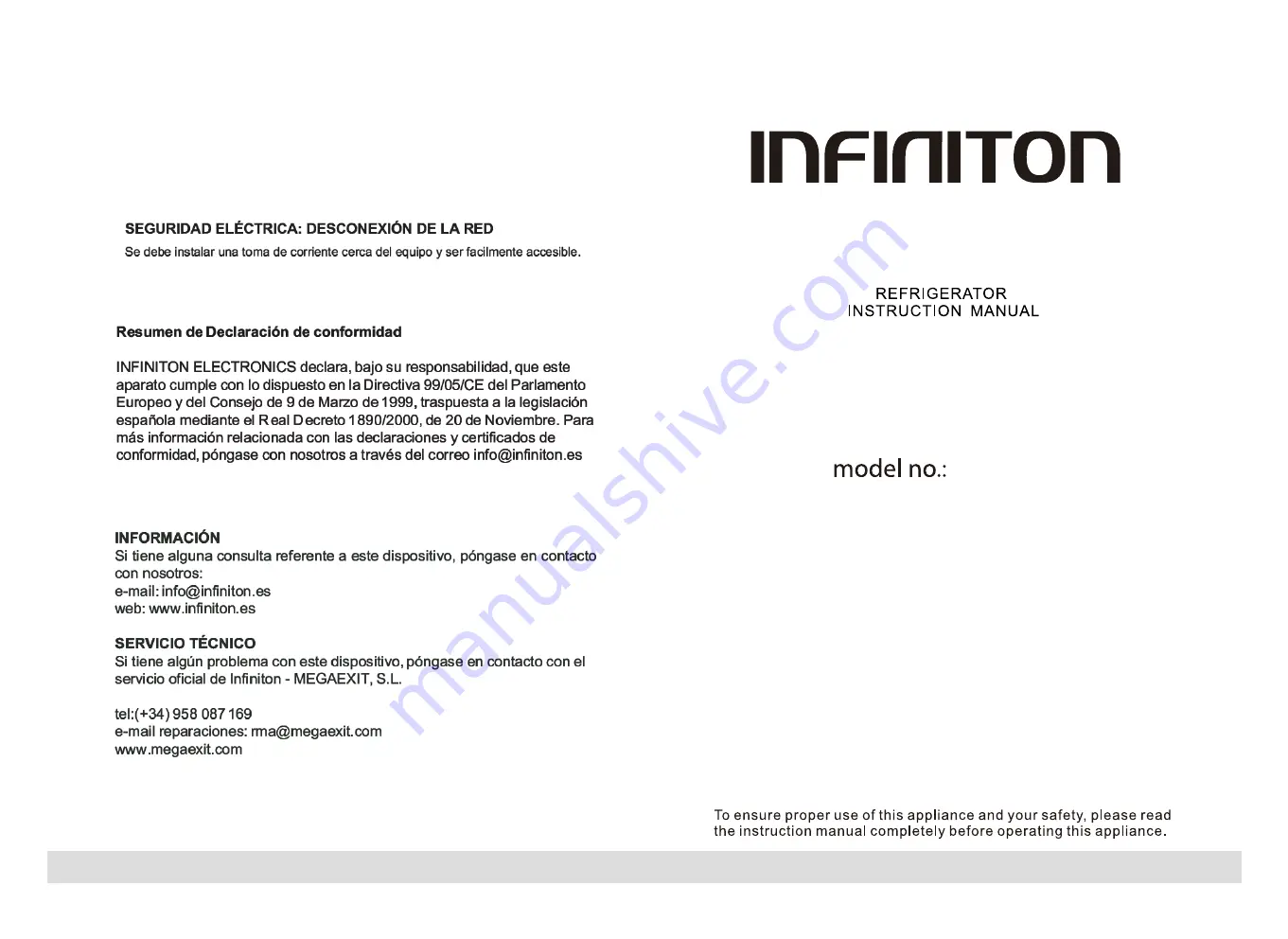 Infiniton FG-243A Скачать руководство пользователя страница 1