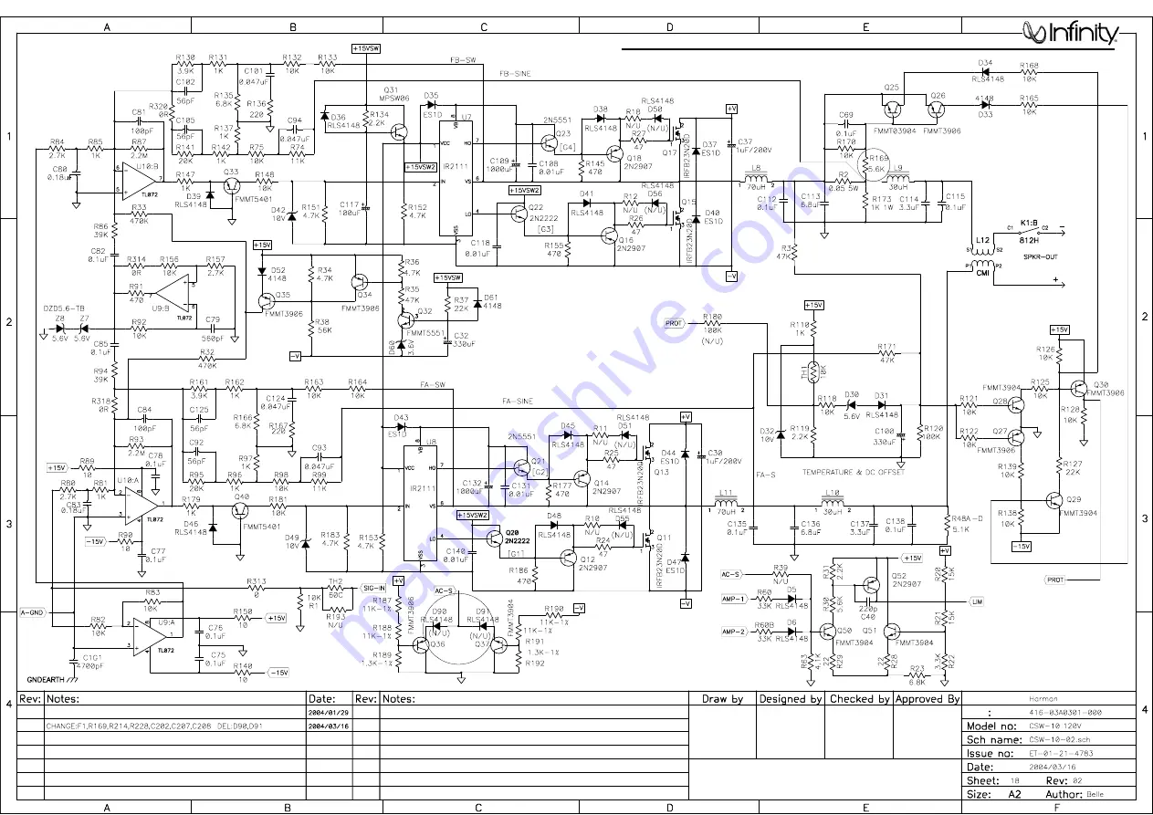 Infinity Beta CSW-10 Service Manual Download Page 29