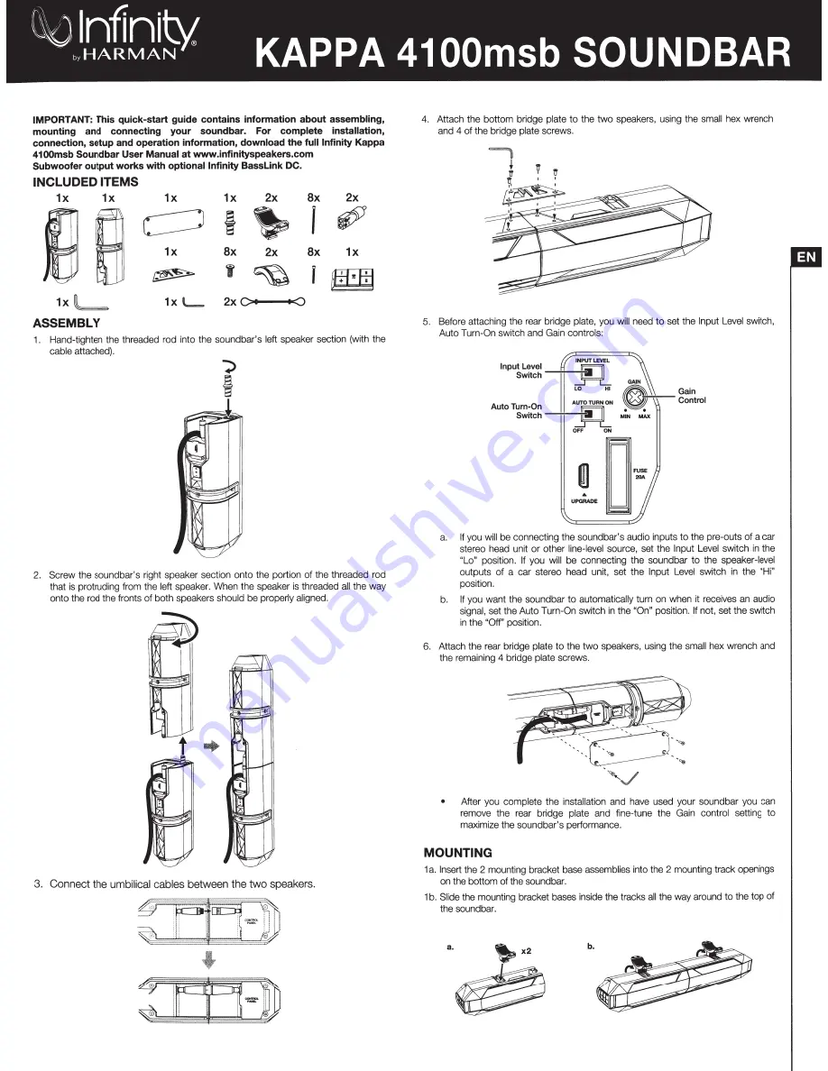 Infinity Kappa 4100msb Quick Start Manual Download Page 3