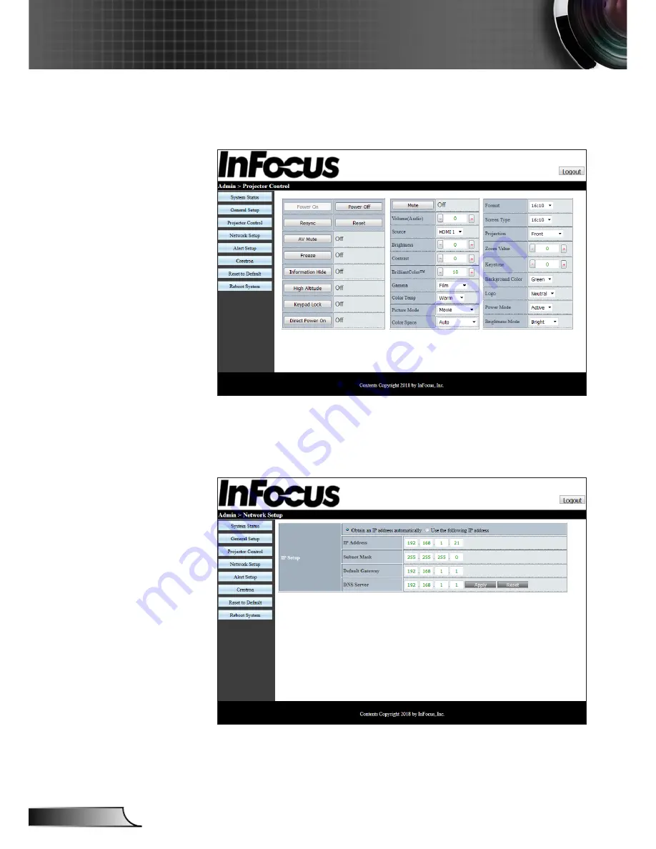 InFocus IN13x Series Скачать руководство пользователя страница 58