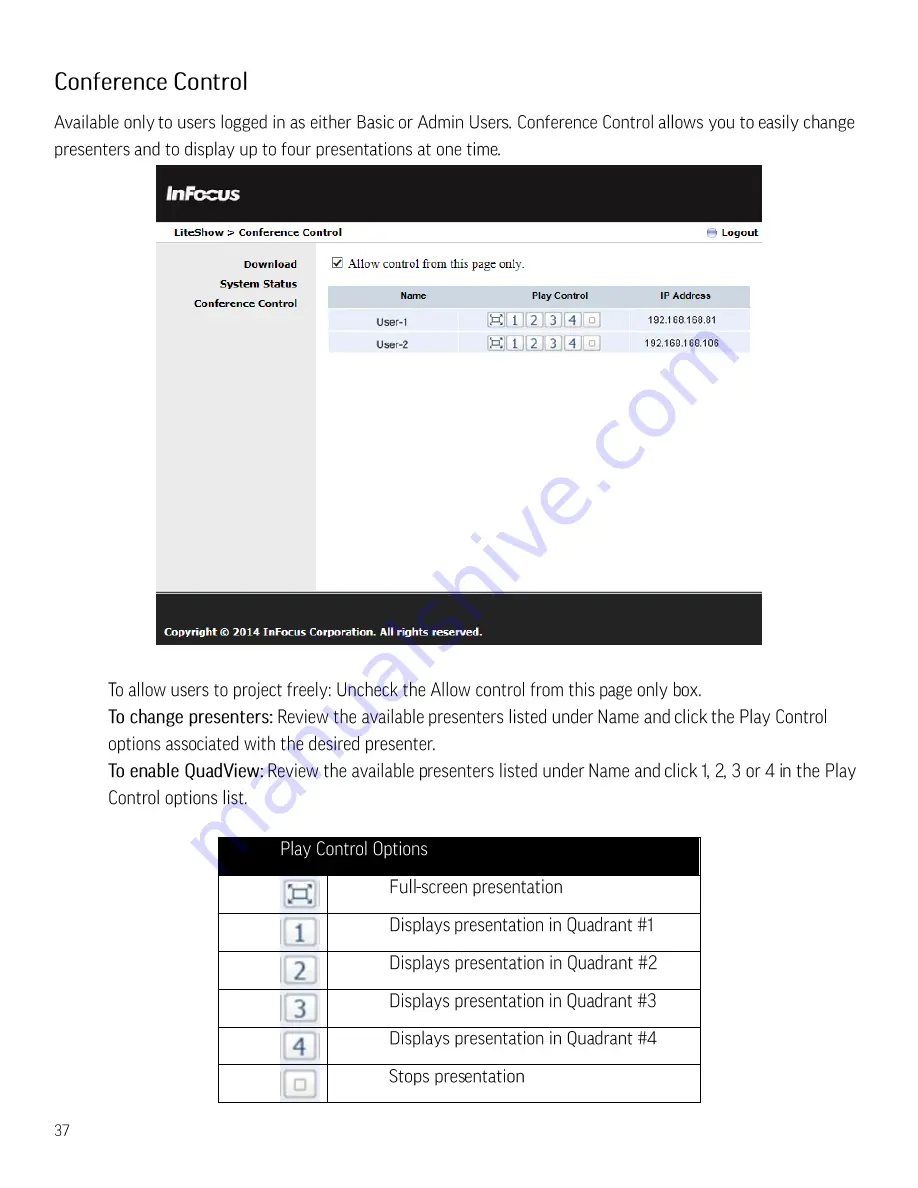 InFocus LITESHOW4 DB+ User Manual Download Page 39