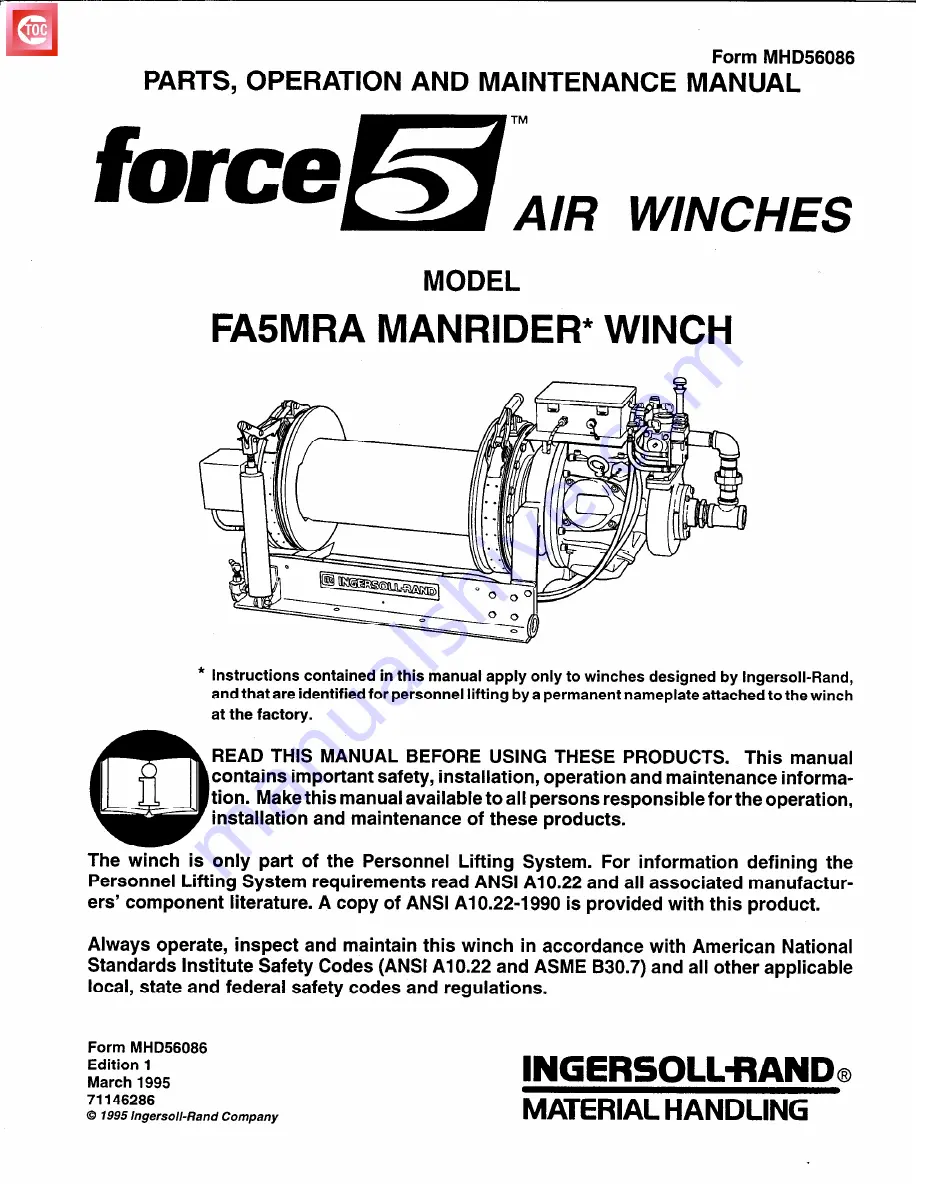 Ingersoll-Rand Force 5 MANRIDER FA5MRA Скачать руководство пользователя страница 2