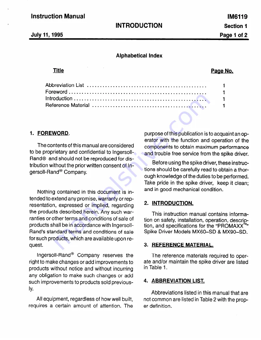 Ingersoll-Rand PROMAXX MX60-SD Instruction Manual Download Page 7