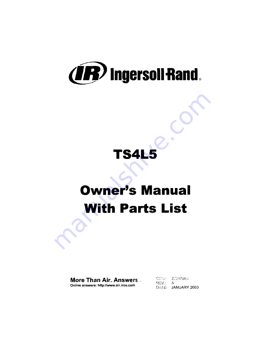 Ingersoll-Rand TS4L5 Owner'S Manual Download Page 1