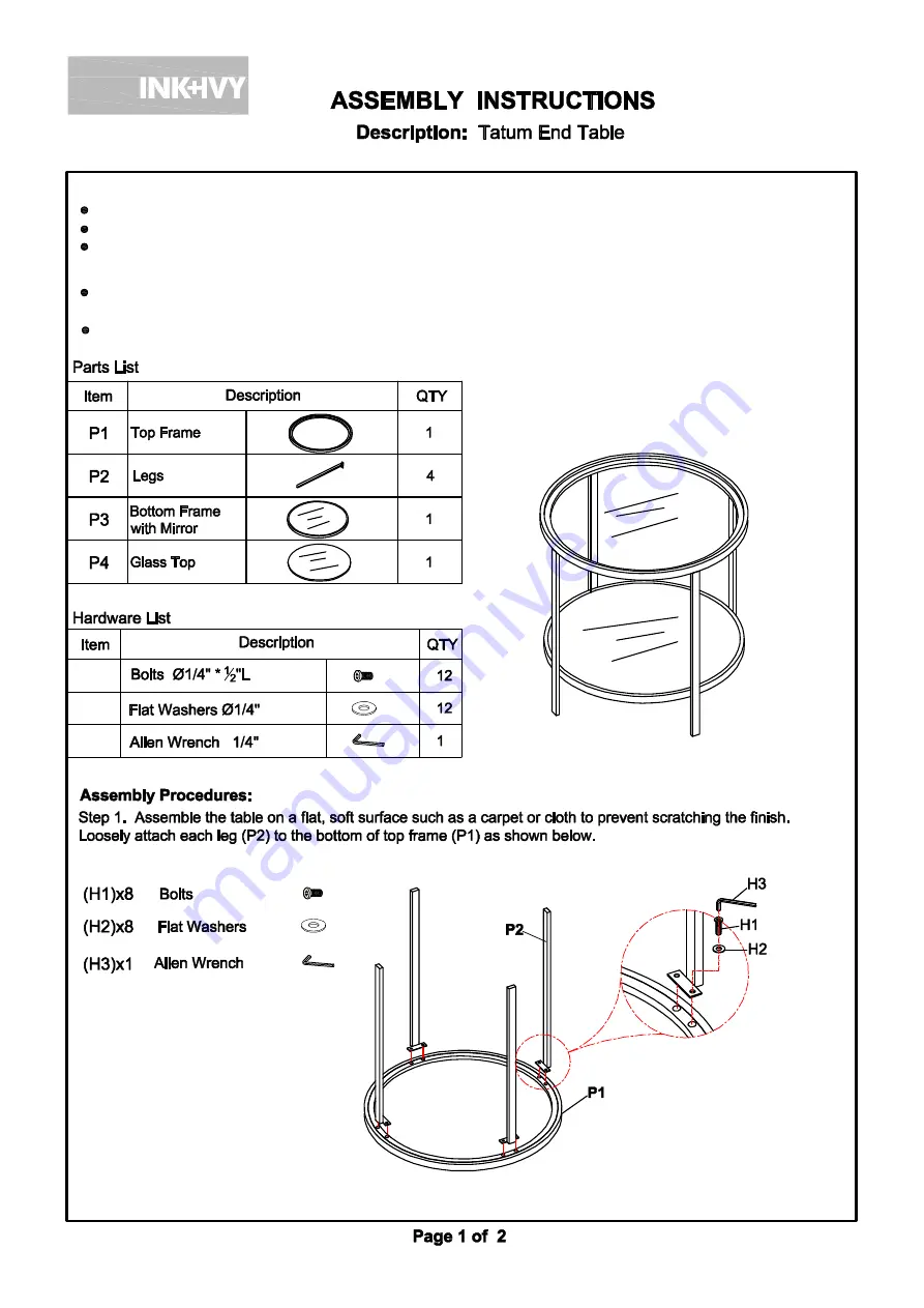 INK+IVY Tatum II120-0327 Assembly Instructions Download Page 1