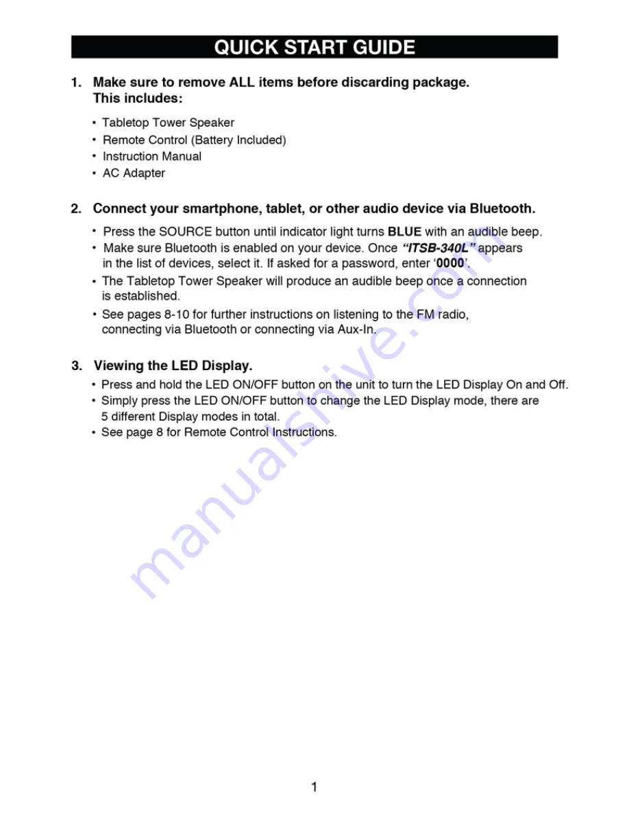 Innovative Technology ITSB-340L Instruction Manual Download Page 2