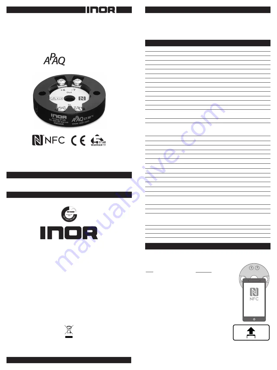 INOR APAQ C130 TC User Instructions Download Page 1