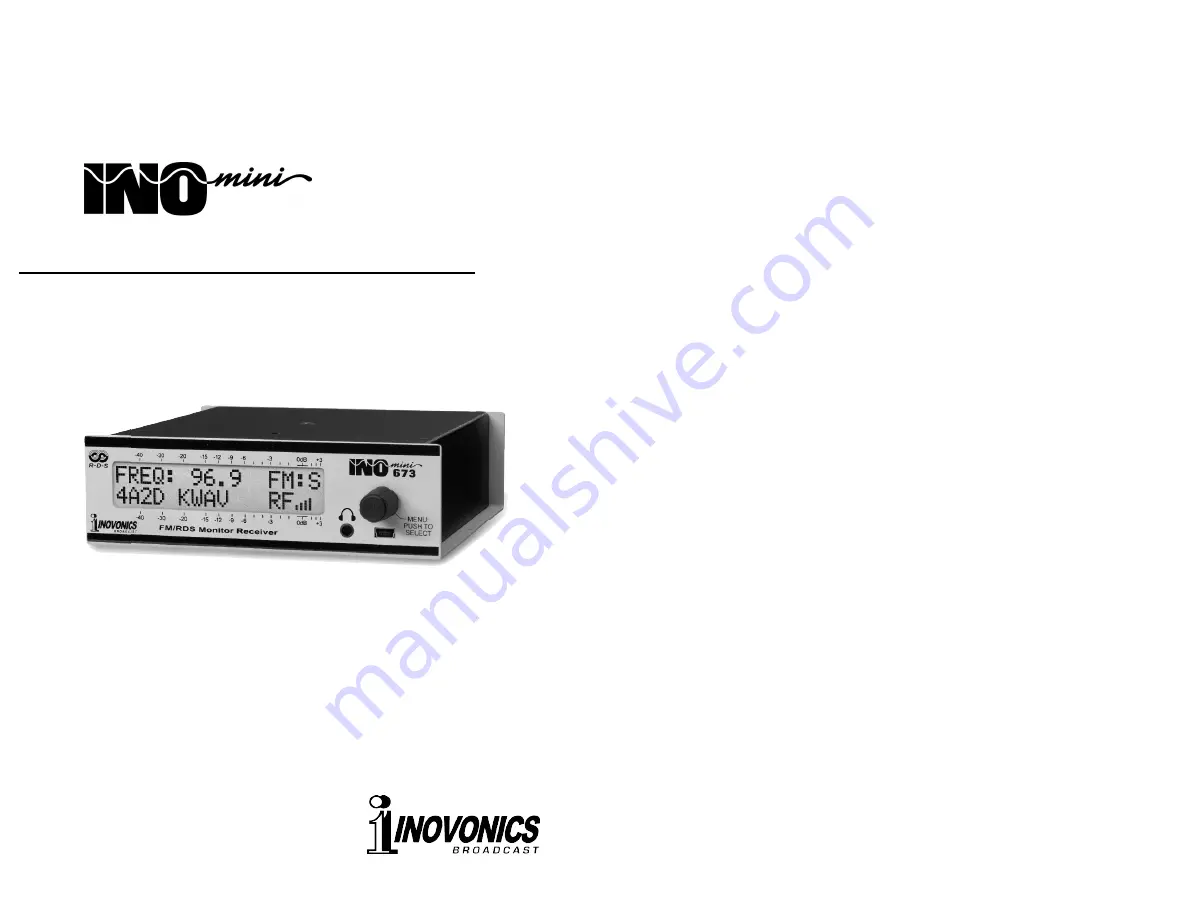 Inovonics INOmini 673 Installation & User Manual Download Page 1