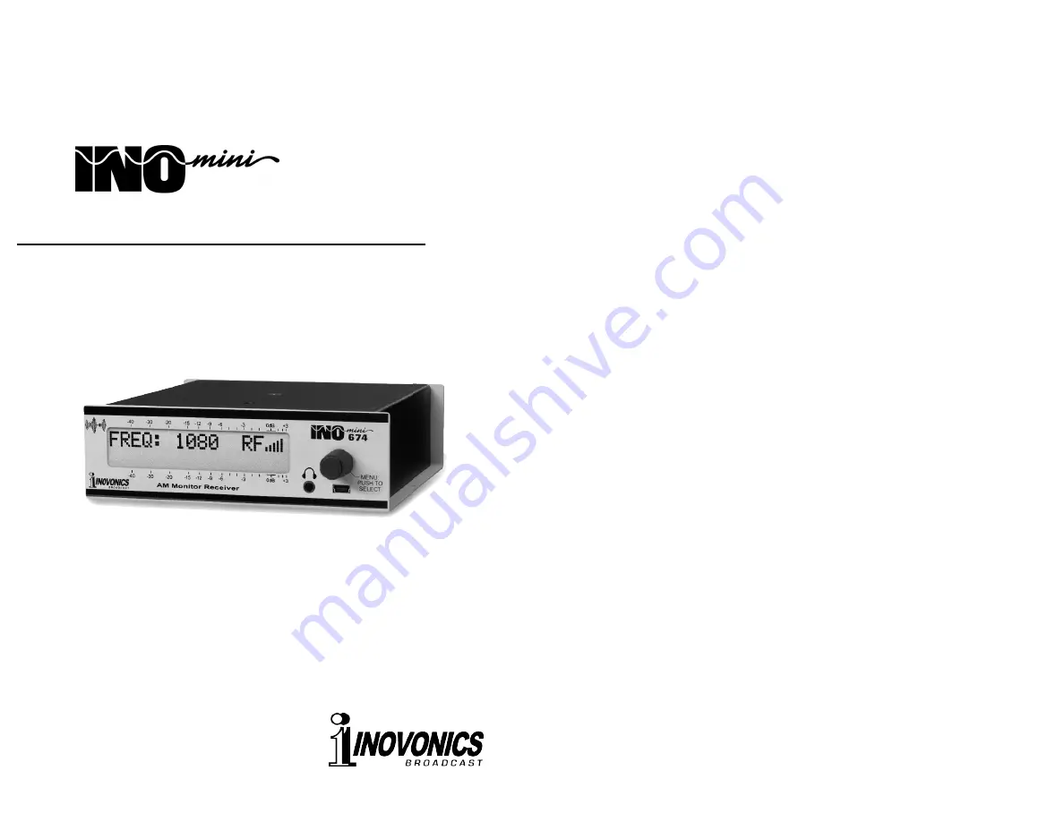 Inovonics INOmini 674 Installation & User Manual Download Page 1