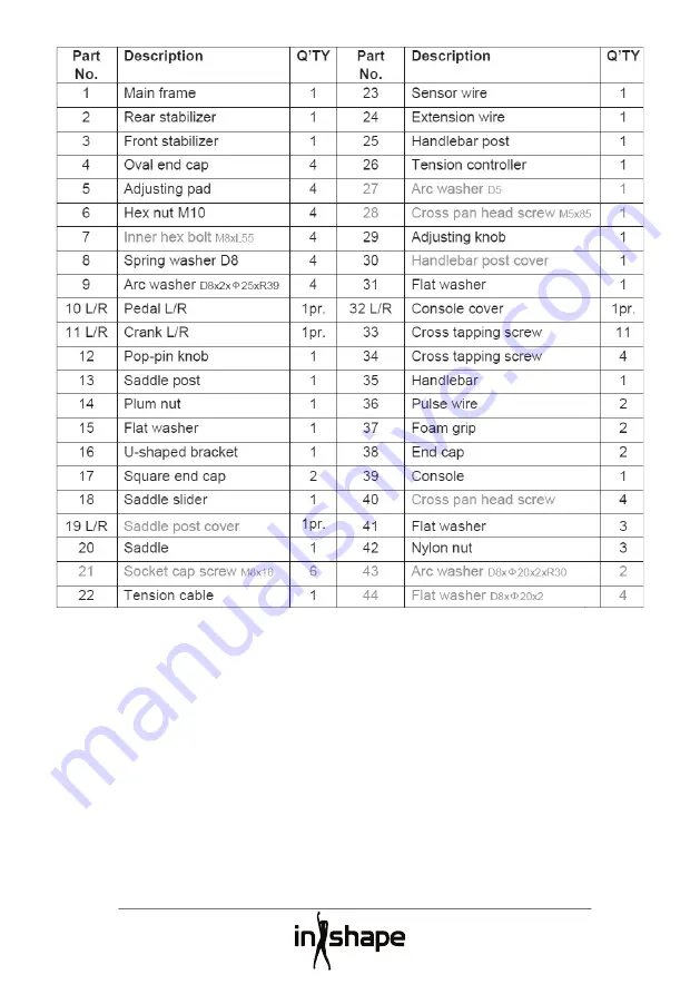 inshape 17437 Instruction Manual Download Page 43