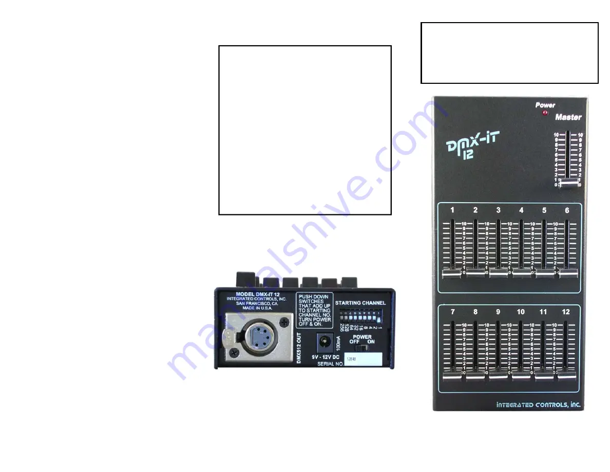 Integrated Controls DMX-IT 12 User Manual Download Page 1