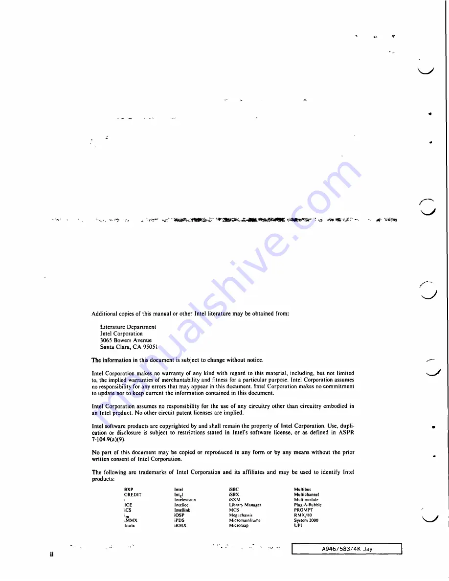 Intel INTELLEC Hardware Reference Manual Download Page 2