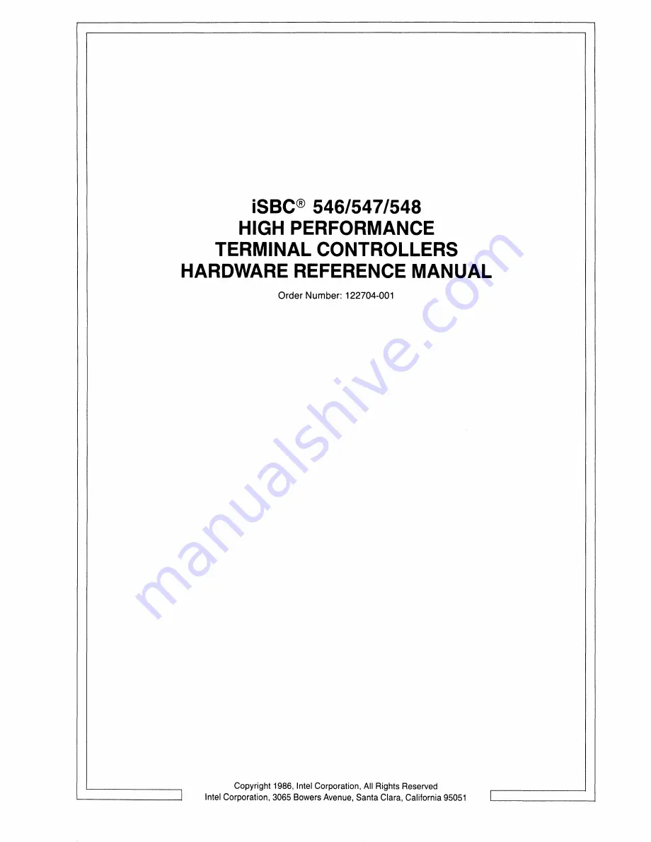 Intel iSBC 546 Hardware Reference Manual Download Page 1