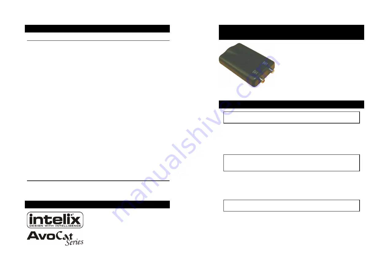 Intelix AVO-A2 Installation Manual Download Page 1