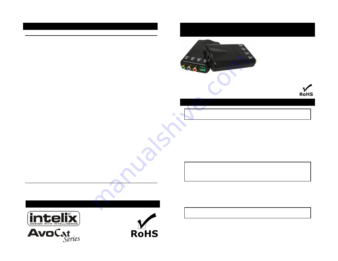 Intelix AVO-V3PT-F Installation Manual Download Page 1