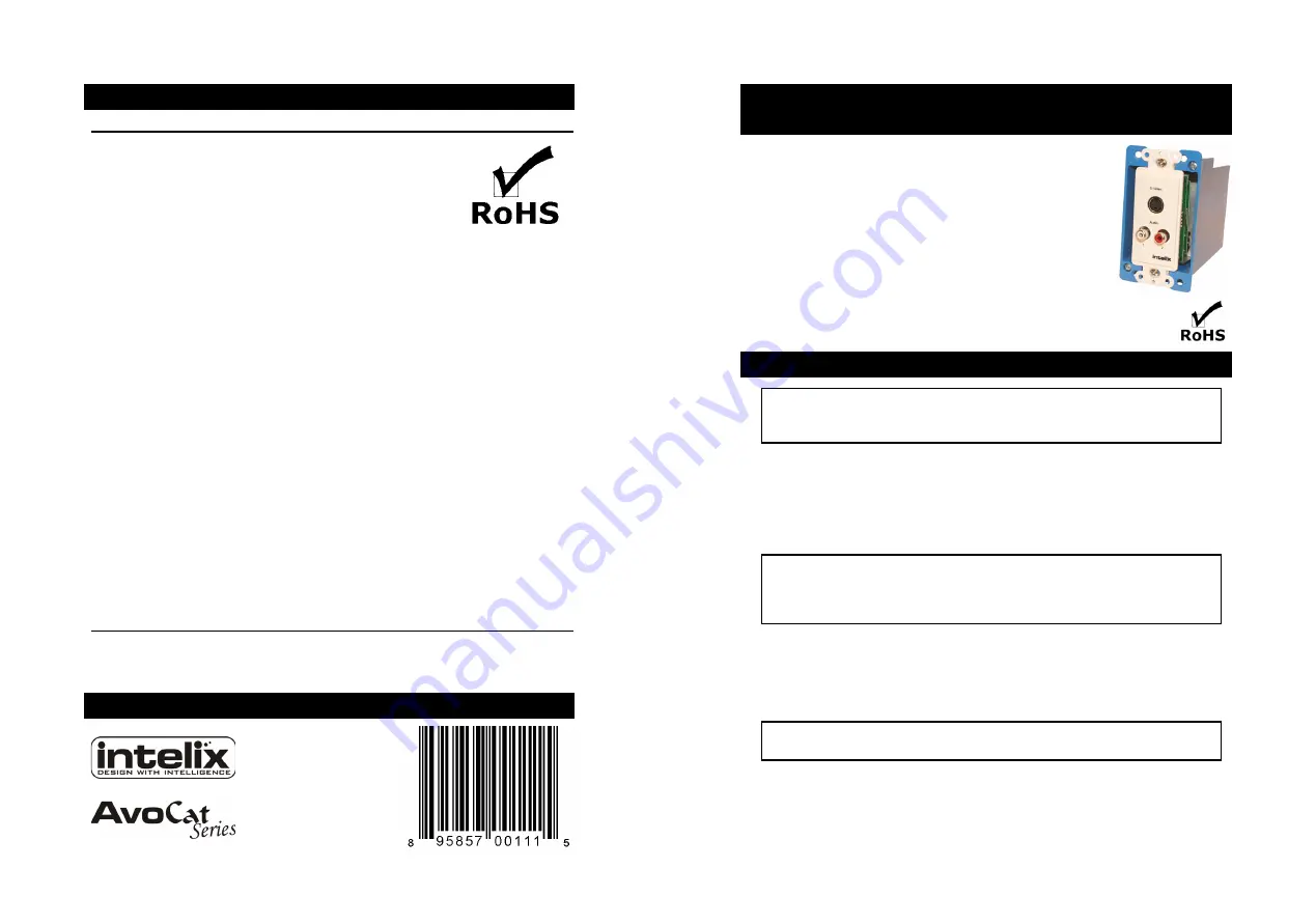 Intelix AvoCat AVO-SVA2-WP-F Series Installation Manual Download Page 1