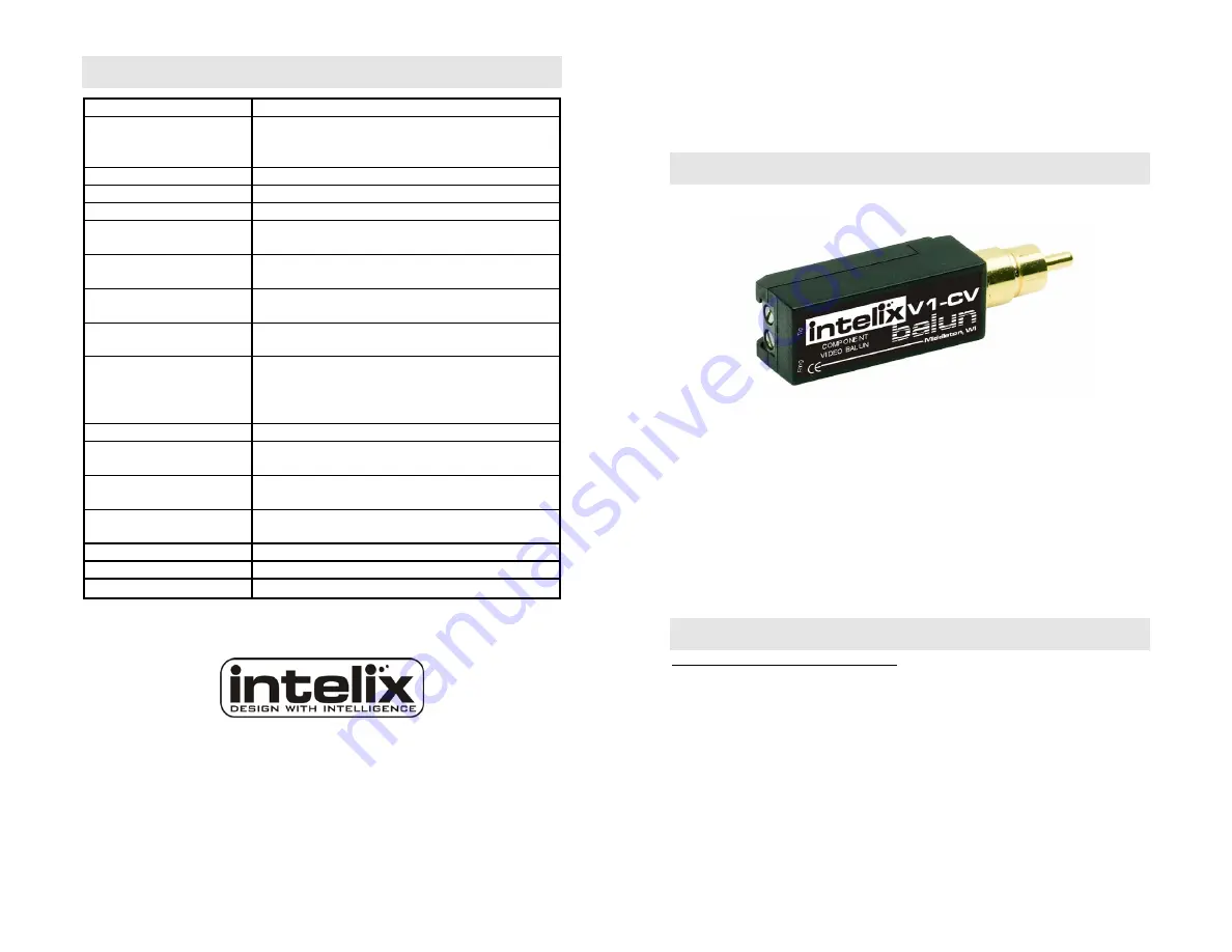 Intelix V1-CV Installation Manual Download Page 1