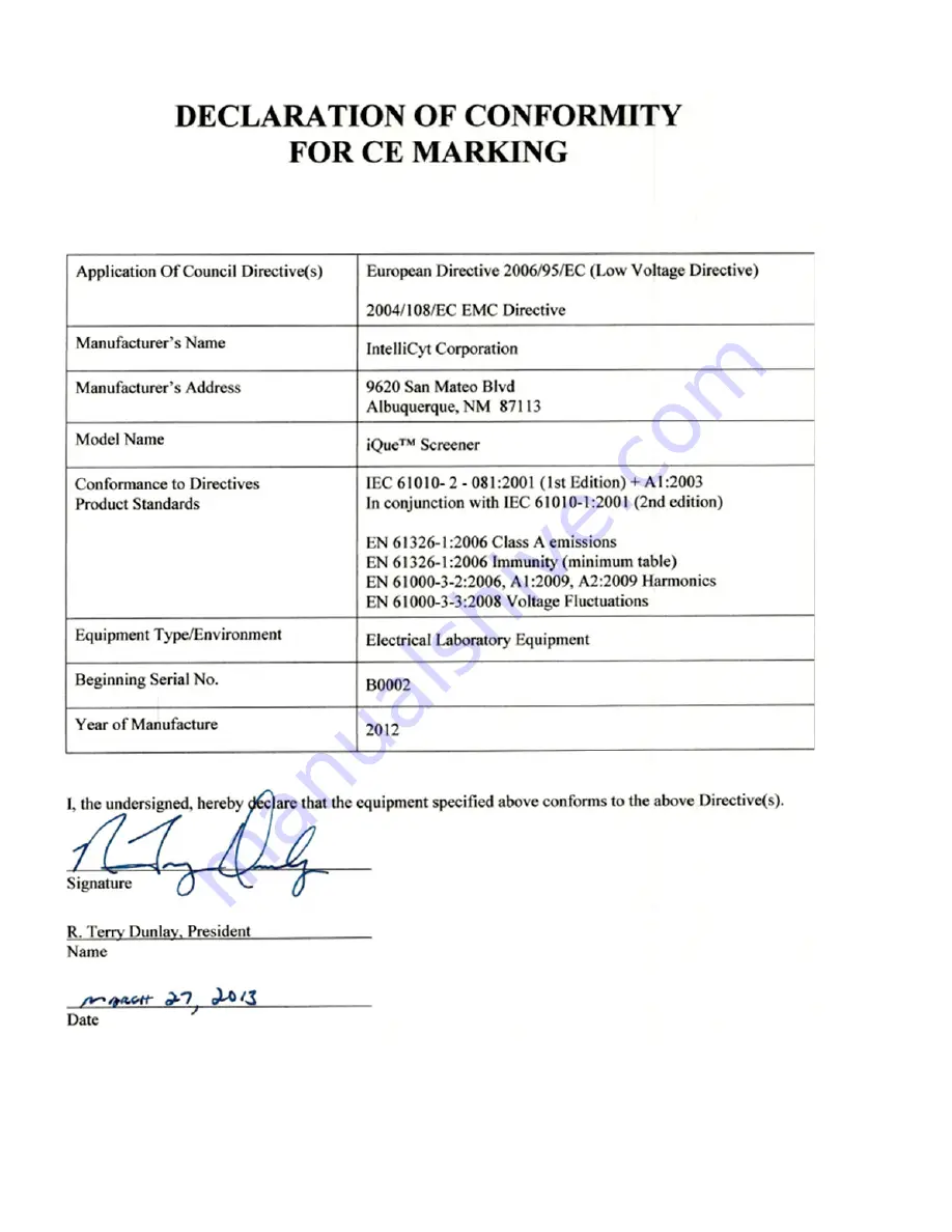 INTELLICYT iQue SCREENER Hardware Manual Download Page 11