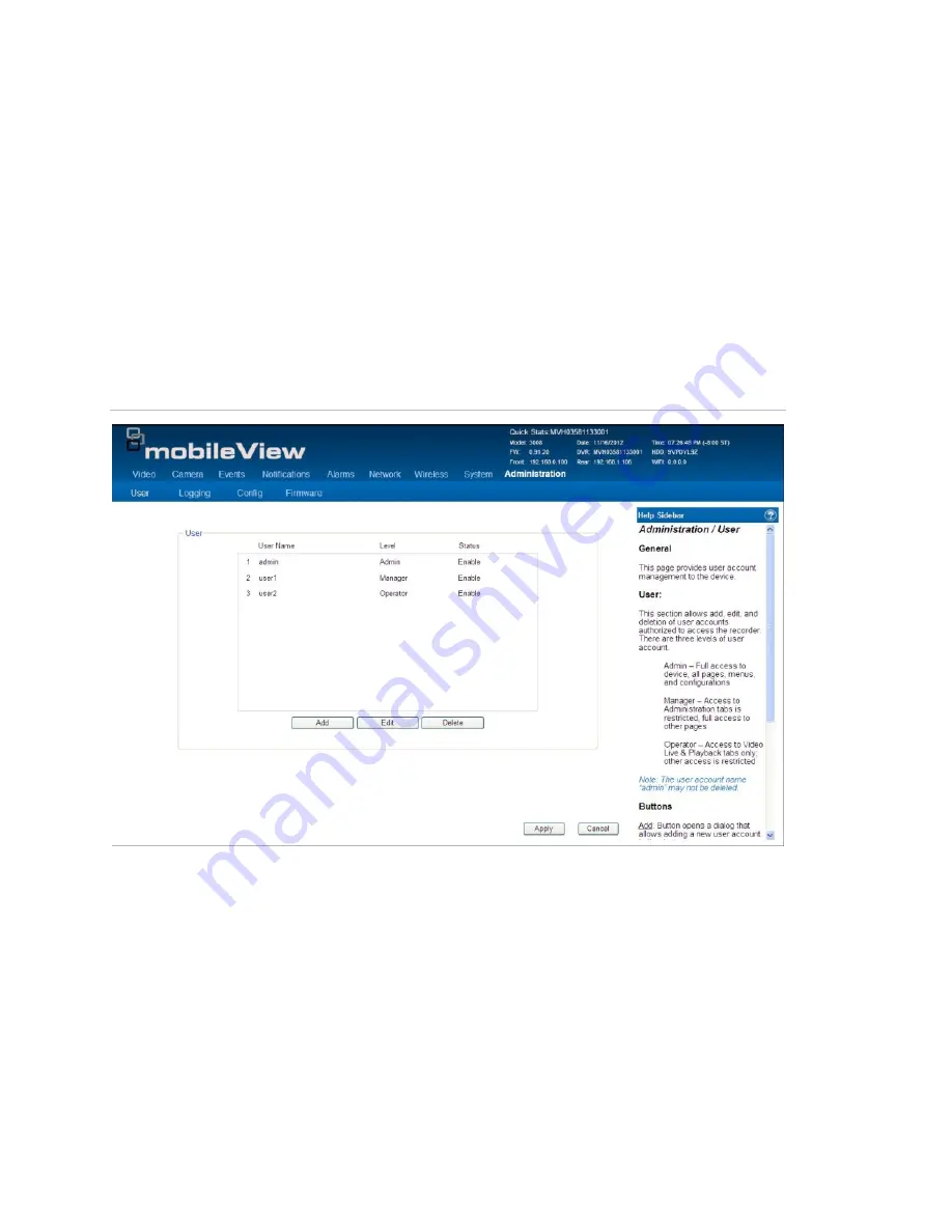 Interlogix MobileView 3000 User Manual Download Page 50