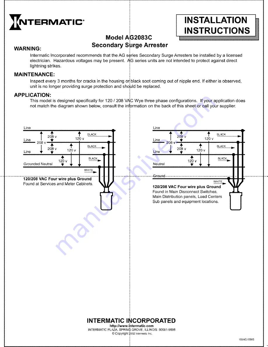 Intermatic AG2083C Installation Instructions Download Page 1