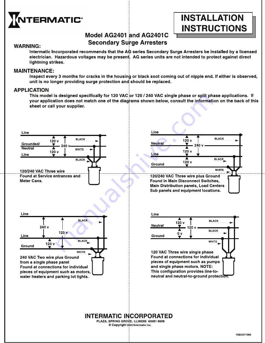 Intermatic AG2401 Installation Instructions Download Page 1