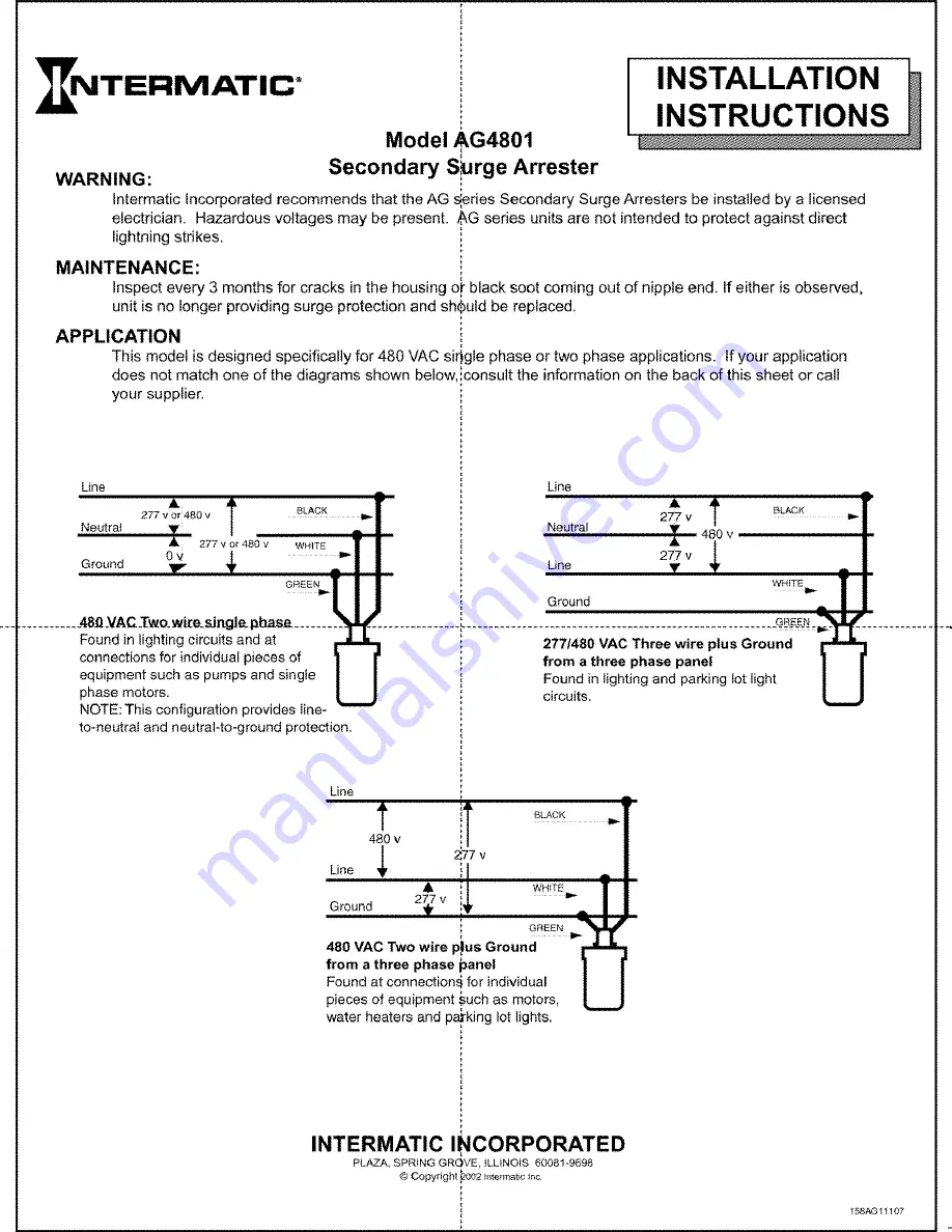 Intermatic AG4801 Installation Instructions Download Page 1