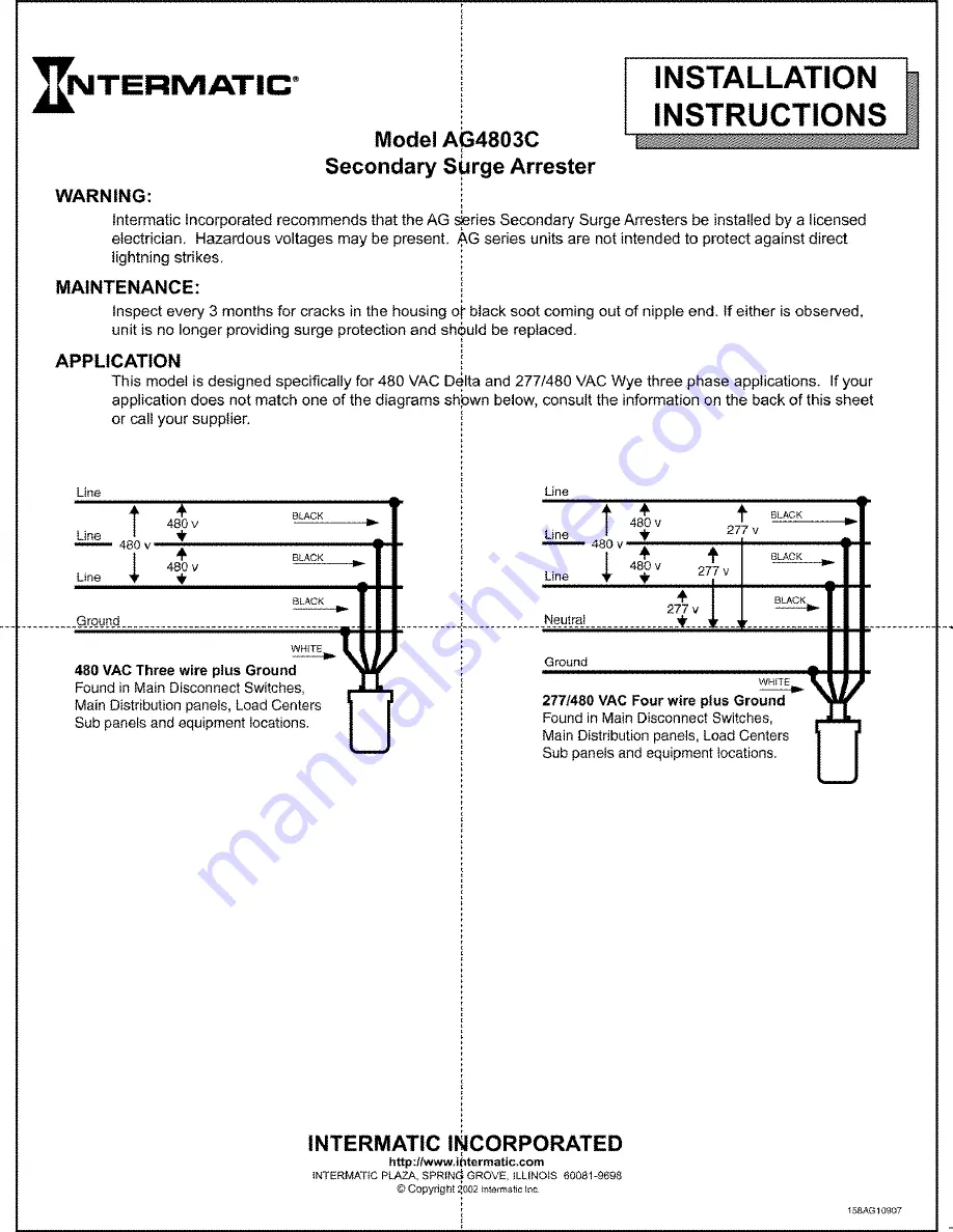 Intermatic AG4803C Installation Instructions Download Page 1