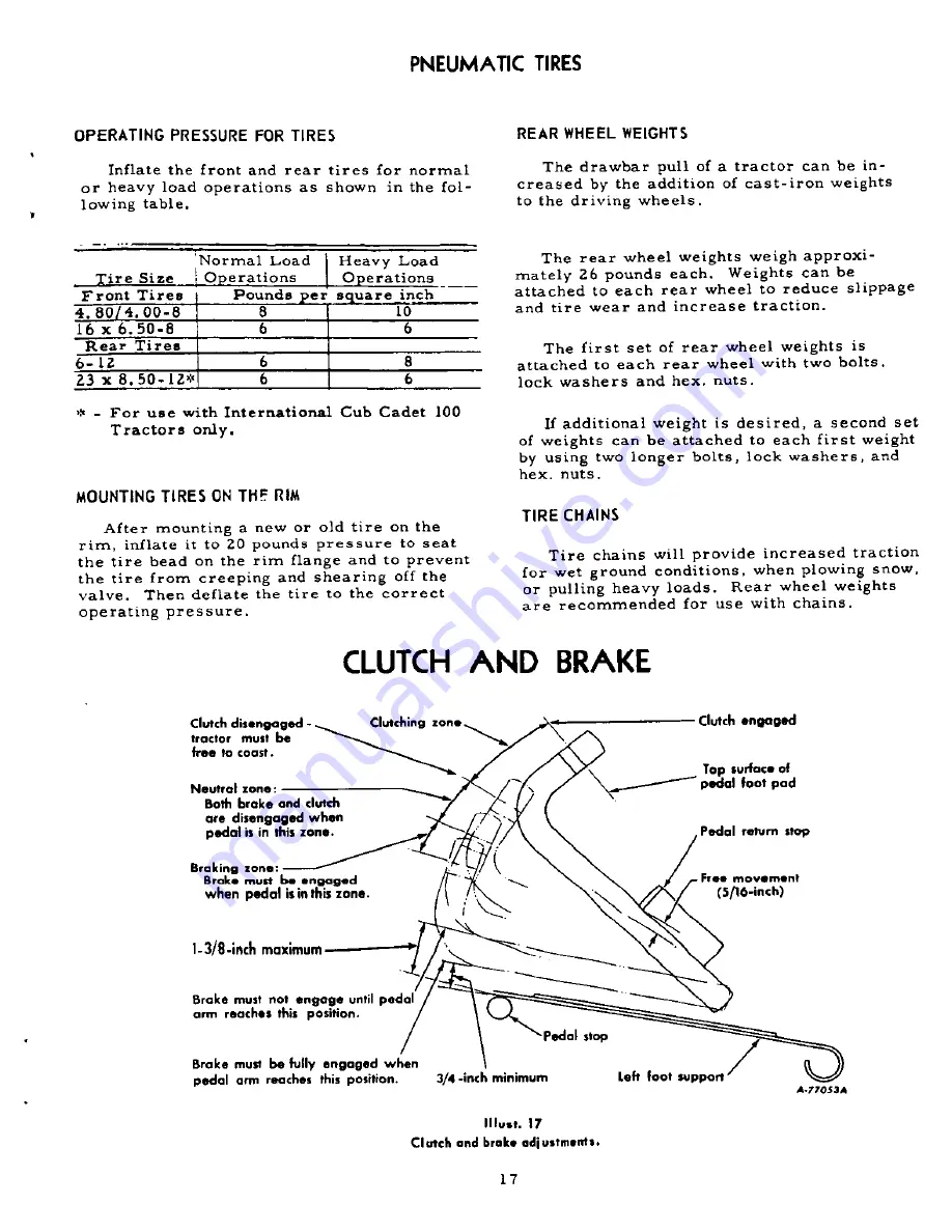 International CUB CADET 100 Operator'S Manual Download Page 19