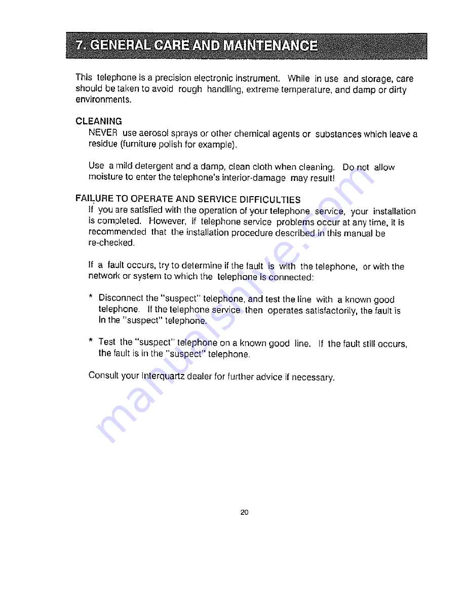 Interquartz IQTEL500 Operating Instructions Manual Download Page 20